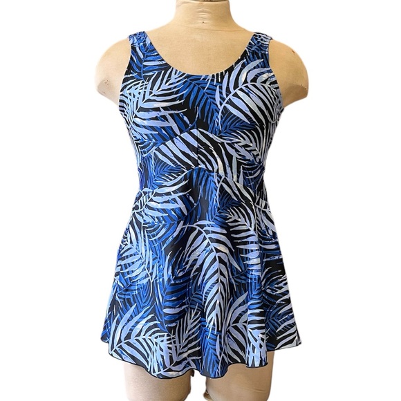 Blair Swim Blair Swimdress One Piece Swimsuit Swim Dress Blue Palm